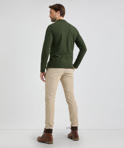 Polo piqué klassiek lange mouw | Pine Green