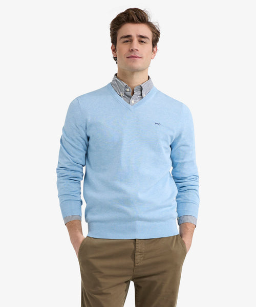 Trui V-hals Cotton | Light Blue