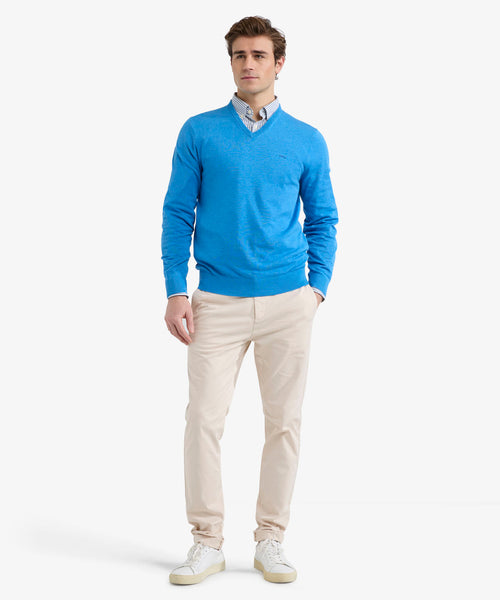 Trui V-hals Cotton | Sea Blue