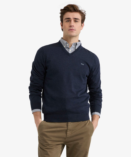 Trui V-hals Cotton | Navy