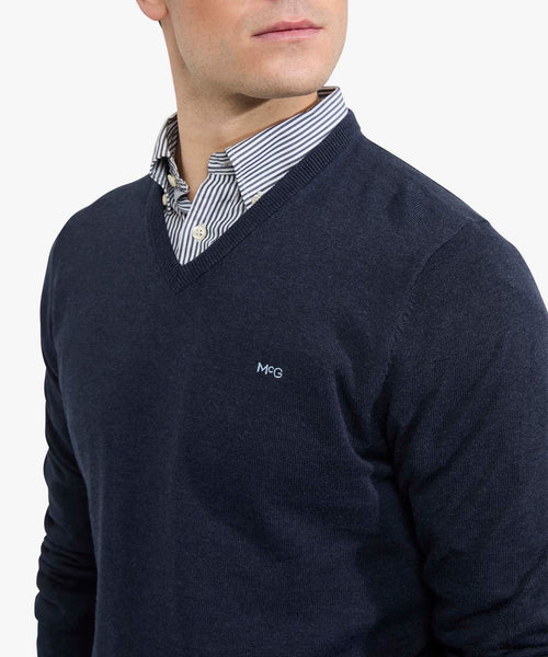 Trui V-hals Cotton | Navy