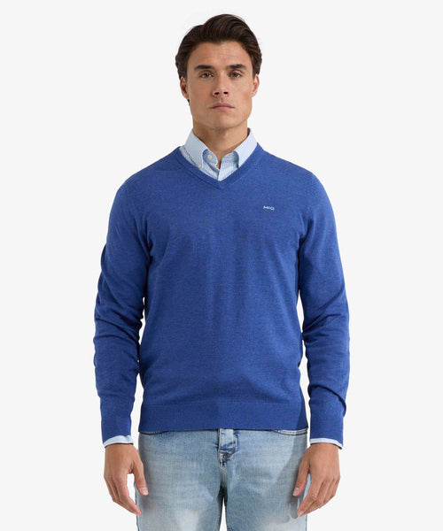 Trui V-hals Cotton | Royal Blue