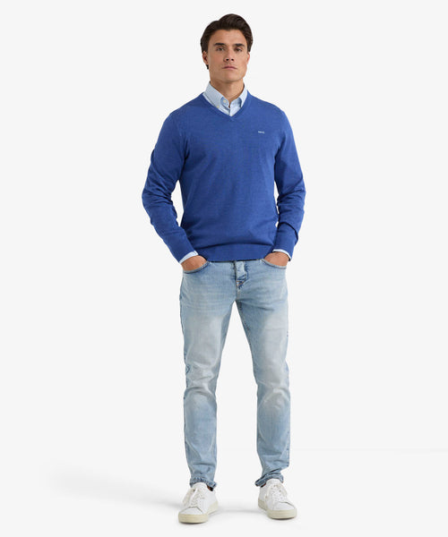 Trui V-hals Cotton | Royal Blue