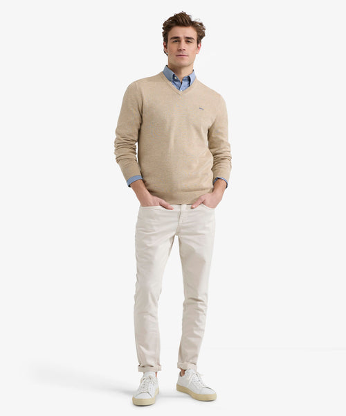 Trui V-hals Cotton | Sand