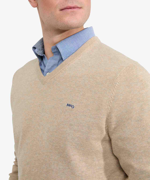 Trui V-hals Cotton | Sand