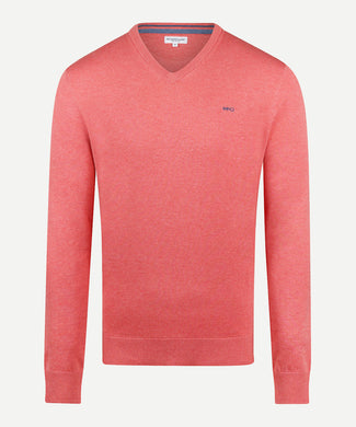 Trui V-hals Cotton | Coral Red