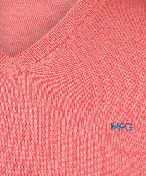 Trui V-hals Cotton | Coral Red