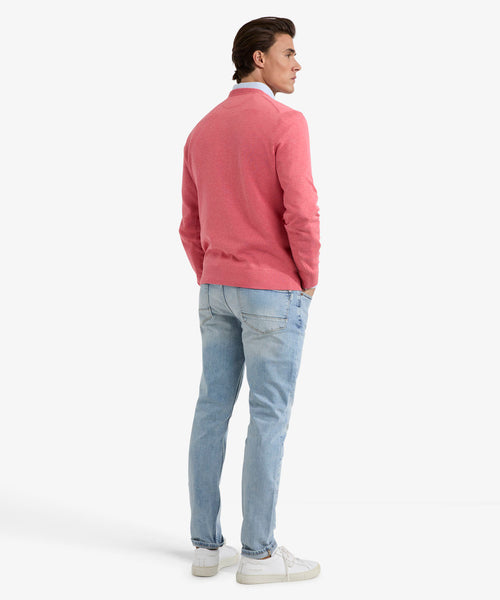 Trui V-hals Cotton | Coral Red