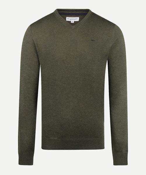 Trui V-hals Cotton | Olive