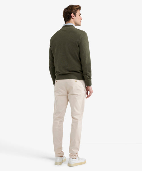 Trui V-hals Cotton | Olive