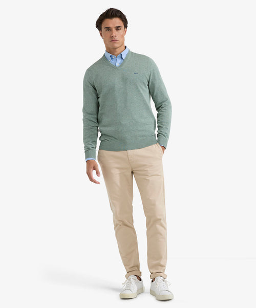 Trui V-hals Cotton | Ice Green