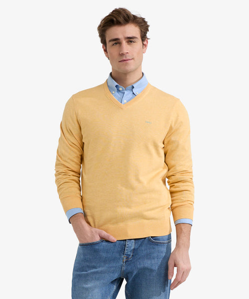 Trui V-hals Cotton | Lemon Yellow