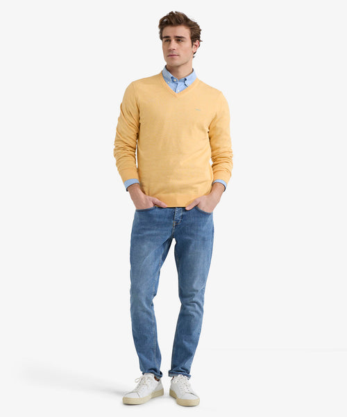 Trui V-hals Cotton | Lemon Yellow