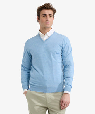 Trui V-hals Luxe Merino | Light Blue