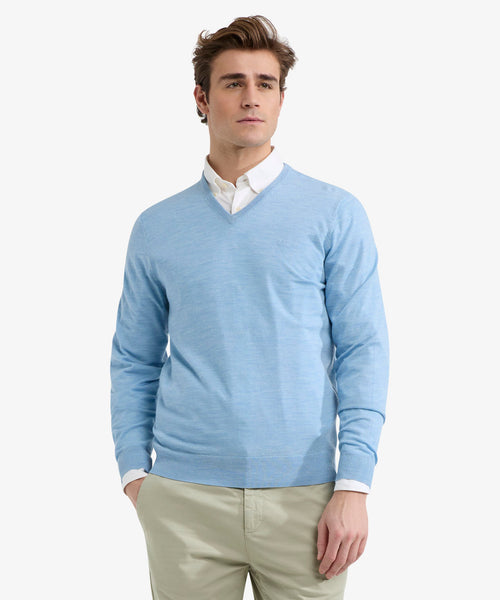 Trui V-hals Fine Merino | Light Blue