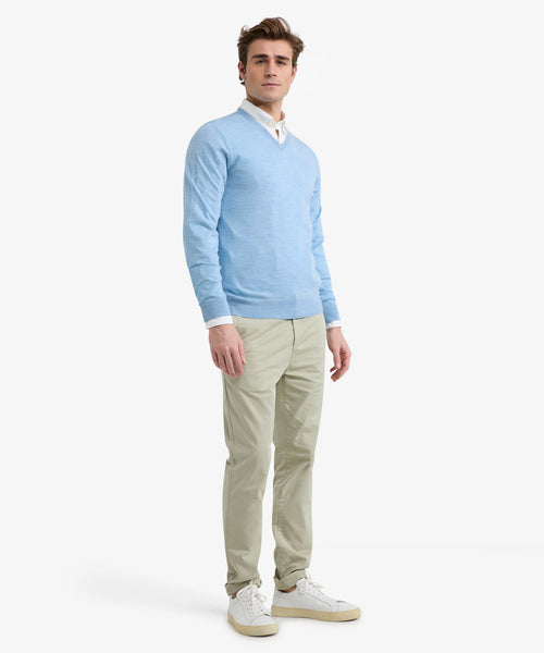 Trui V-hals Fine Merino | Light Blue