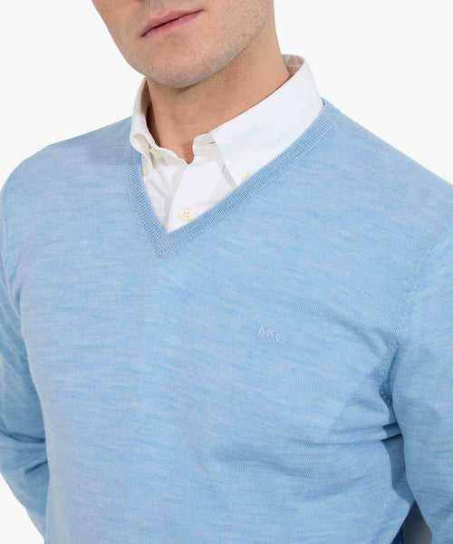 Trui V-hals Fine Merino | Light Blue