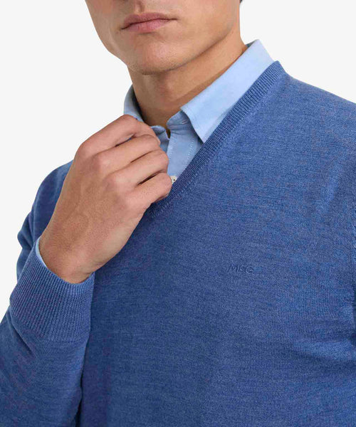 Trui V-hals Luxe Merino | Vintage Blue