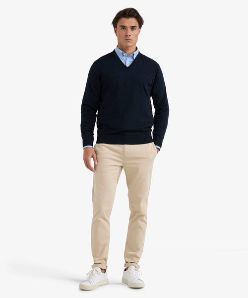 Trui V-hals Luxe Merino | Navy