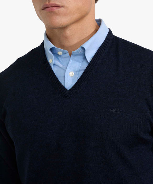 Trui V-hals Luxe Merino | Navy