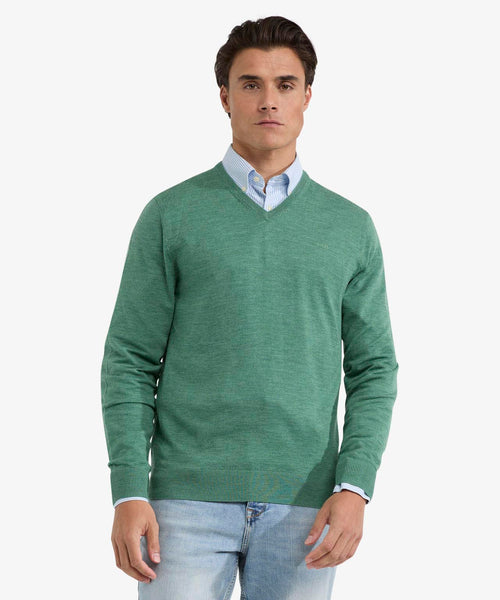 Trui V-hals Fine Merino | Ice Green