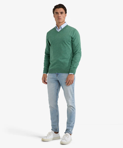 Trui V-hals Fine Merino | Ice Green