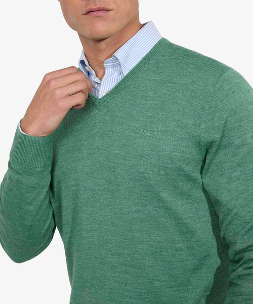 Trui V-hals Fine Merino | Ice Green