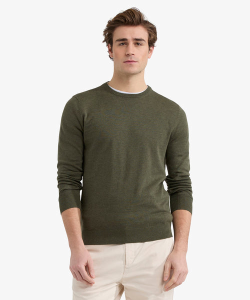 Trui Ronde Hals Cotton | Olive