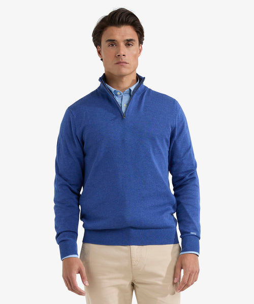 Trui Ritskraag Cotton | Royal Blue