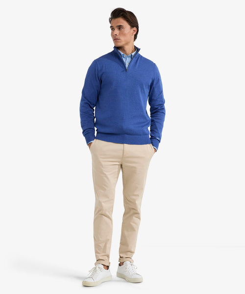 Trui Ritskraag Cotton | Royal Blue