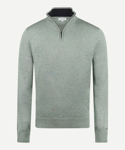 Trui Ritskraag Cotton | Ice Green