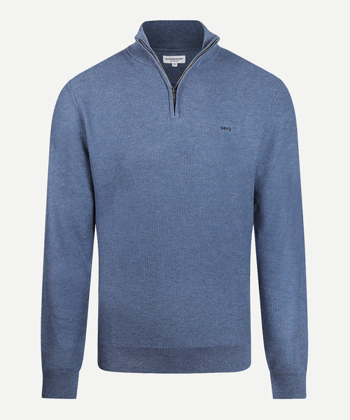 Trui Ritskraag Cotton met Logo | Navy