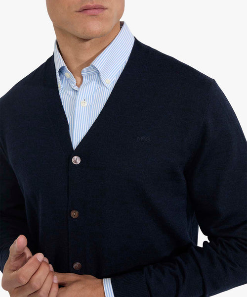 Vest Fine Merino Knoopsluiting | Navy