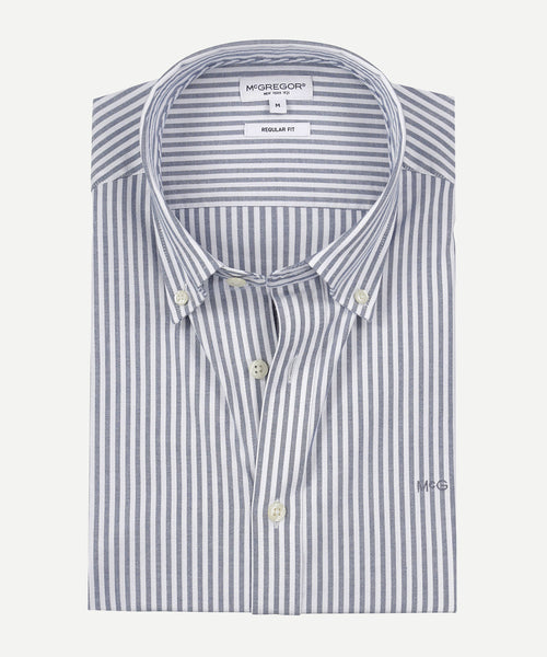 Overhemd Oxford Stretch Grote Streep | Navy