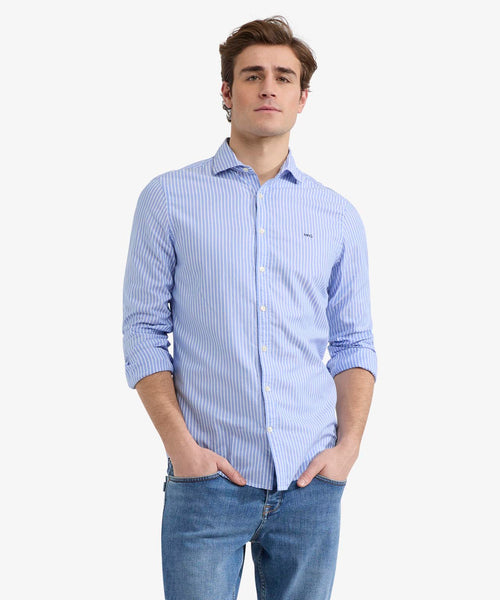 Overhemd Slim Fit Streep | Medium Blue