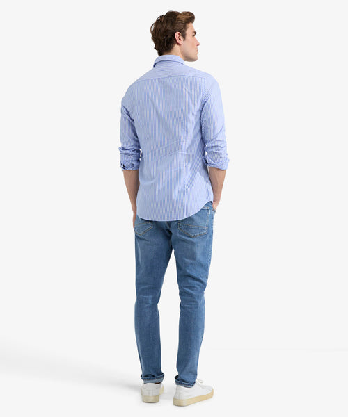 Overhemd Slim Fit Streep | Medium Blue