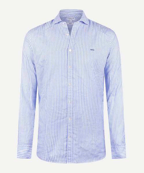 Overhemd Slim Fit Streep | Medium Blue