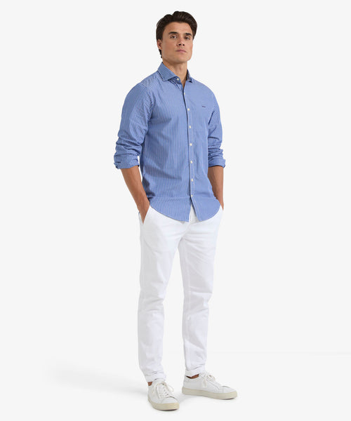 Overhemd Slim Fit Smalle Streep | Medium Blue