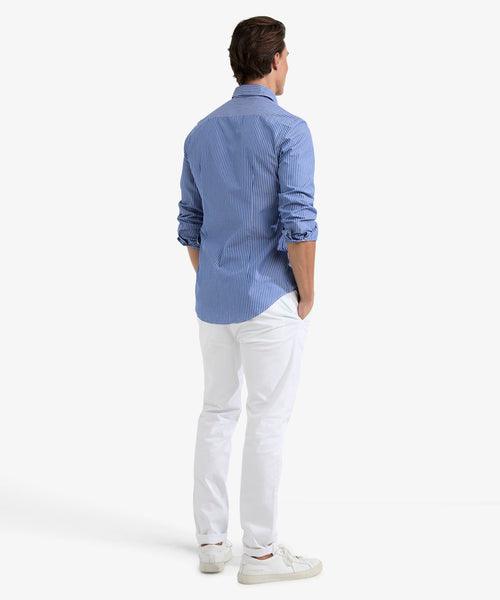 Overhemd Slim Fit Smalle Streep | Medium Blue