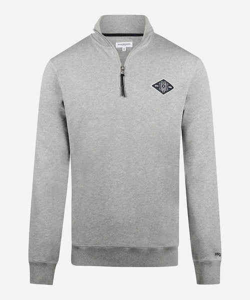 Sweater Halve Rits met Embleem | Medium Grey Melange