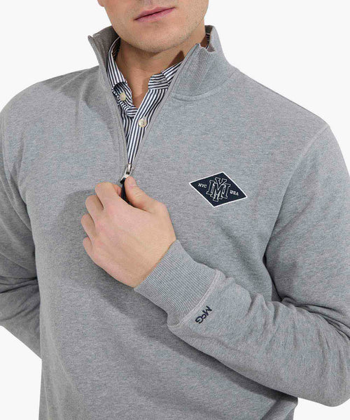 Sweater Halve Rits met Embleem | Medium Grey Melange