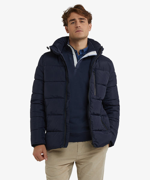 Hooded Bomber Jacket | Navy