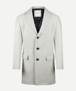 Herringbone Wool Overcoat | Medium Grey Melange