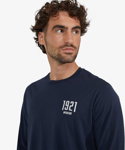 T-shirt Graphic Lange Mouw | Navy