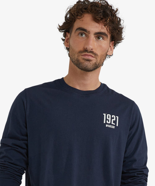 T-shirt Graphic Lange Mouw | Navy