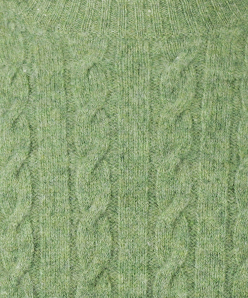 Trui Lamswol Rondehals Kabelpatroon | Moss Green