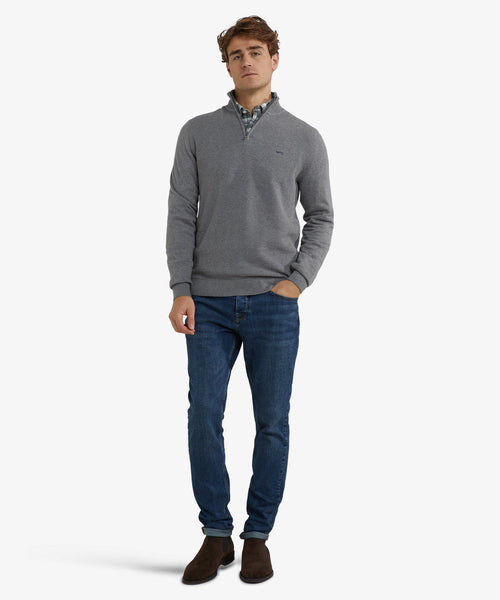 Trui Half-Zip Katoen Merinowol | Medium Grey Melange