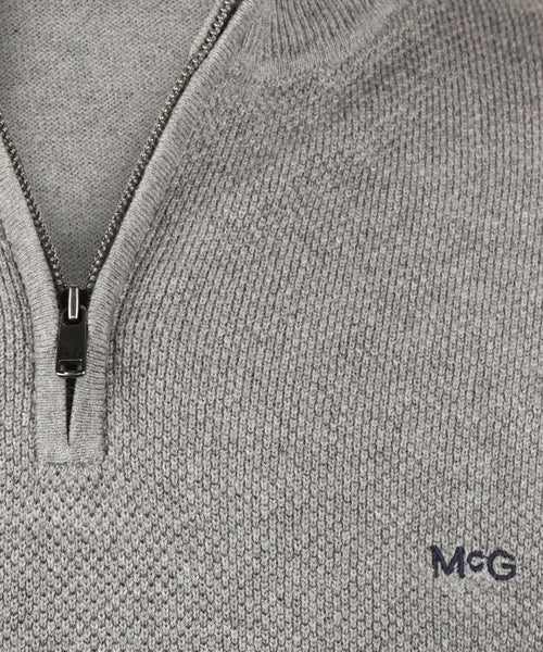 Trui Half-Zip Katoen Merinowol | Medium Grey Melange