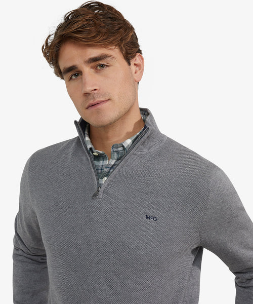 Trui Half-Zip Katoen Merinowol | Medium Grey Melange