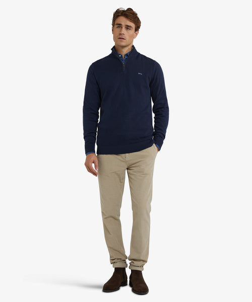 Trui Half-Zip Katoen Merinowol | Navy